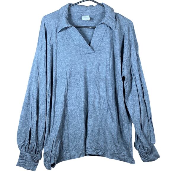 CAbi Tops - CAbi Womens Shirt Gray Collared V Neck Long Sleeve 4258 Stretch Small